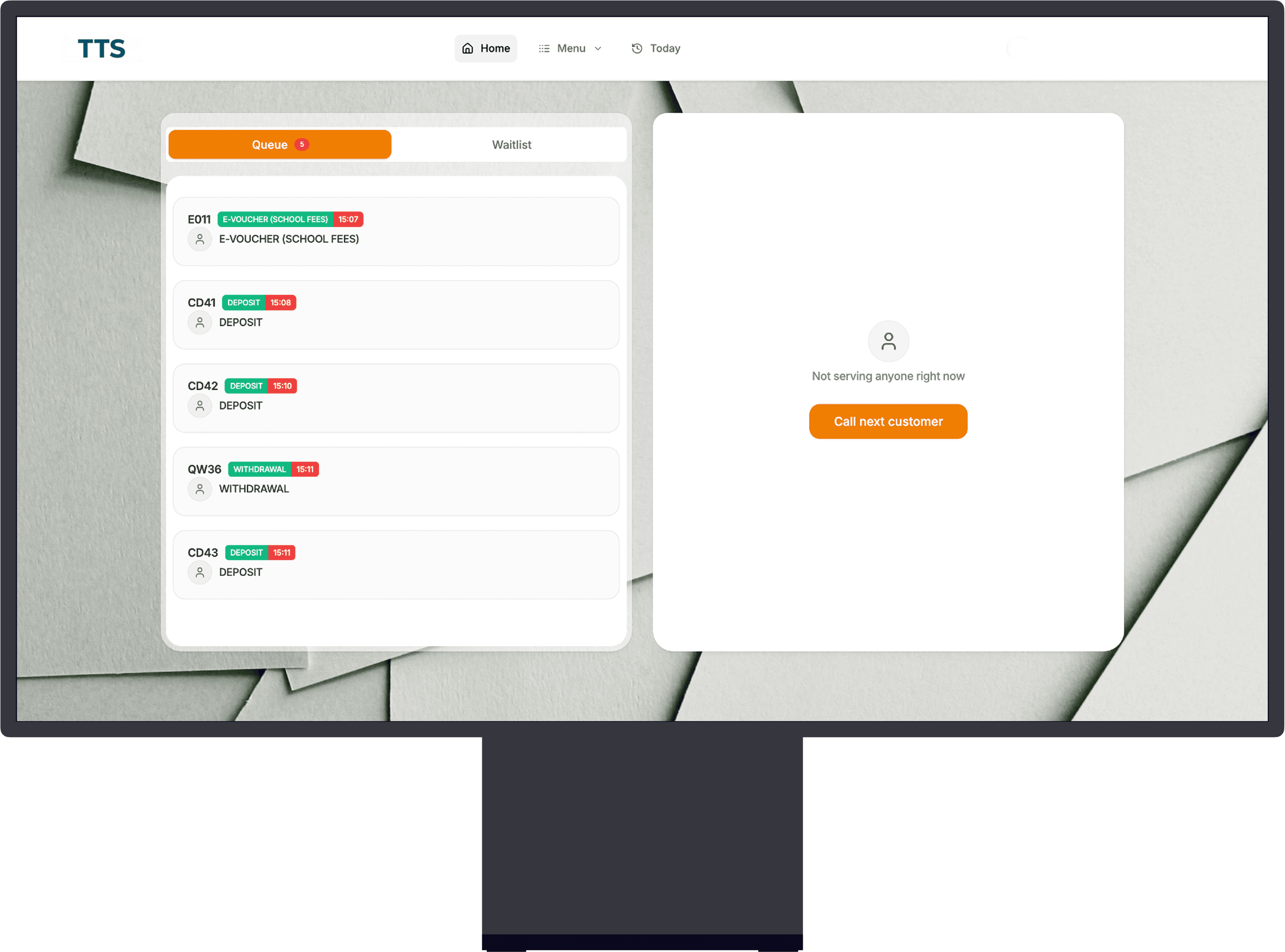 GiTLog Teller Dashboard — Real-time queue management interface for bank tellers
